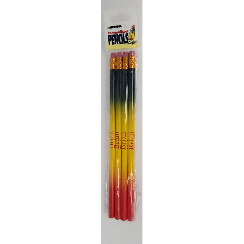 Stravina Personalized Pencils Brian 4pk Multicolor NEW Vintage 1999 Gradient